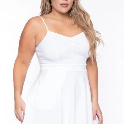 Curvy Sense Plus Size Blossom Flare Dress - White New Arrivals