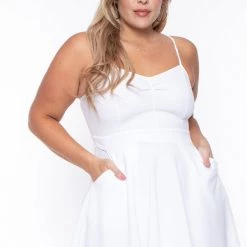 Curvy Sense Plus Size Blossom Flare Dress - White New Arrivals