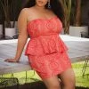 Curvy Sense Plus Size Caleta Crochet Peplum Dress - Red 1 Curvy Sense Plus Size Caleta Crochet Peplum Dress - Red