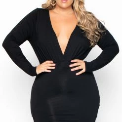Curvy Sense Back In Stock Plus Size Calista Caged Dress - Black