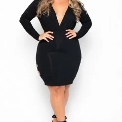 Curvy Sense Back In Stock Plus Size Calista Caged Dress - Black