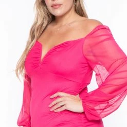 Curvy Sense Plus Size Candie Mesh Dress - Pink 9 Curvy Sense Plus Size Candie Mesh Dress - Pink
