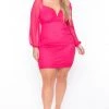Curvy Sense Plus Size Candie Mesh Dress - Pink