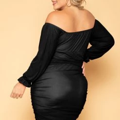 Curvy Sense New Arrivals Plus Size Carina Mesh Bodycon Dress - Black