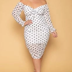 Curvy Sense Plus Size Carina Mesh Bodycon Dress - White New Arrivals