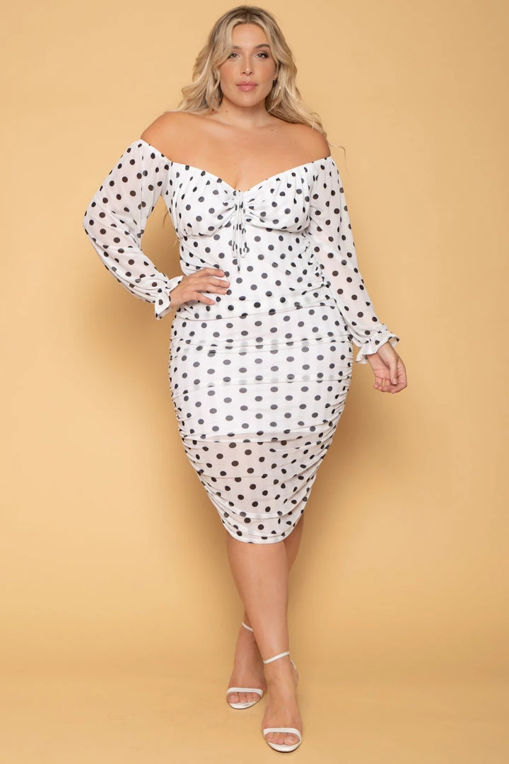 Curvy Sense Plus Size Carina Mesh Bodycon Dress - White New Arrivals 3 Curvy Sense Plus Size Carina Mesh Bodycon Dress - White New Arrivals