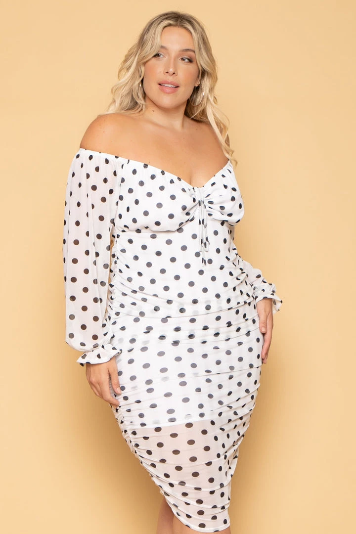 Curvy Sense Plus Size Carina Mesh Bodycon Dress - White New Arrivals 4 Curvy Sense Plus Size Carina Mesh Bodycon Dress - White New Arrivals
