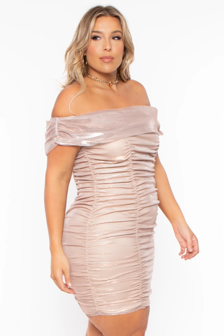 Curvy Sense Plus Size Celestia Ruched Off The Shoulder Dress - Mauve Party Shop 5 Curvy Sense Plus Size Celestia Ruched Off The Shoulder Dress - Mauve Party Shop