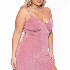 Curvy Sense Plus Size Celine Bling Dress - Mauve