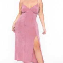 Curvy Sense Plus Size Celine Bling Dress - Mauve