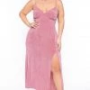 Curvy Sense Plus Size Celine Bling Dress - Mauve