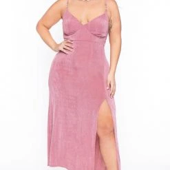 Curvy Sense Plus Size Celine Bling Dress - Mauve