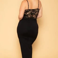 Curvy Sense Plus Size Cherie Lace Dress- Black