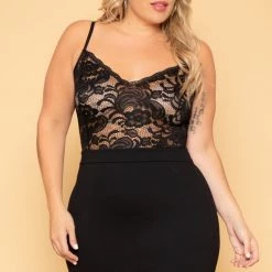 Curvy Sense Plus Size Cherie Lace Dress- Black