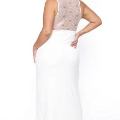 Curvy Sense Bridal Options Plus Size Chiara M- Slit Maxi Dress - Ivory