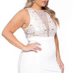 Curvy Sense Bridal Options Plus Size Chiara M- Slit Maxi Dress - Ivory