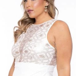 Curvy Sense Bridal Options Plus Size Chiara M- Slit Maxi Dress - Ivory