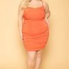 Curvy Sense Plus Size Claire Slinky Bodycon Dress- Orange New Arrivals