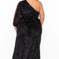 Curvy Sense Dresses Plus Size Condesa Asymmetric Burnout Dress - Black 11 Curvy Sense Dresses Plus Size Condesa Asymmetric Burnout Dress - Black