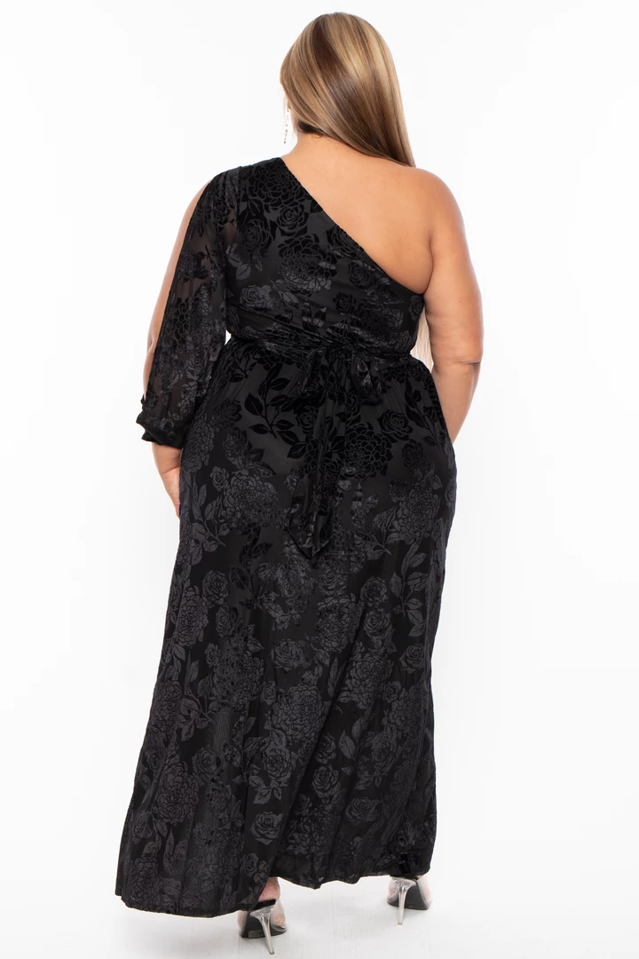 Curvy Sense Dresses Plus Size Condesa Asymmetric Burnout Dress - Black 7 Curvy Sense Dresses Plus Size Condesa Asymmetric Burnout Dress - Black