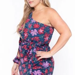 Curvy Sense Plus Size Condesa Asymmetric Dress - Multi