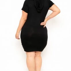 Curvy Sense Plus Size Cutout Hoodie Dress - Black