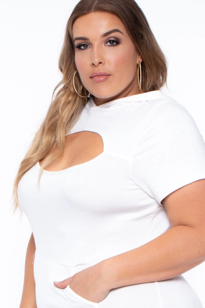Curvy Sense Plus Size Cutout Hoodie Dress - Ivory Dresses 5 Curvy Sense Plus Size Cutout Hoodie Dress - Ivory Dresses
