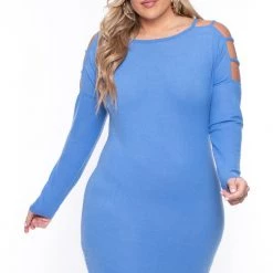 Curvy Sense Plus Size Dani Dress- Blue Dresses 10 Curvy Sense Plus Size Dani Dress- Blue Dresses