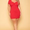 Curvy Sense New Arrivals Plus Size Date Night Bodycon Dress- Red