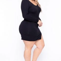 Curvy Sense Little Black Styles Plus Size Denelle Mini Dress - Black