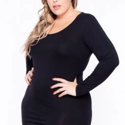 Curvy Sense Little Black Styles Plus Size Denelle Mini Dress - Black
