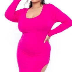 Curvy Sense Dresses Plus Size Denelle Mini Dress - Fuchsia