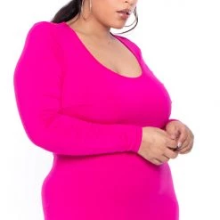 Curvy Sense Dresses Plus Size Denelle Mini Dress - Fuchsia