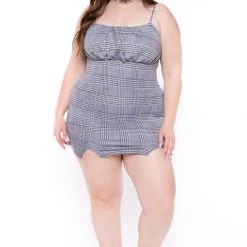 Curvy Sense New Arrivals Plus Size Dionne Plaid Dress - Violet