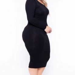 Curvy Sense Plus Size Ebony One Shoulder Dress - Black