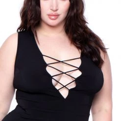 Curvy Sense Back In Stock Plus Size Eden Caged Dress - Black