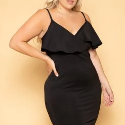 Curvy Sense New Arrivals Plus Size Eden Ruffle Dress - Black 10 Curvy Sense New Arrivals Plus Size Eden Ruffle Dress - Black