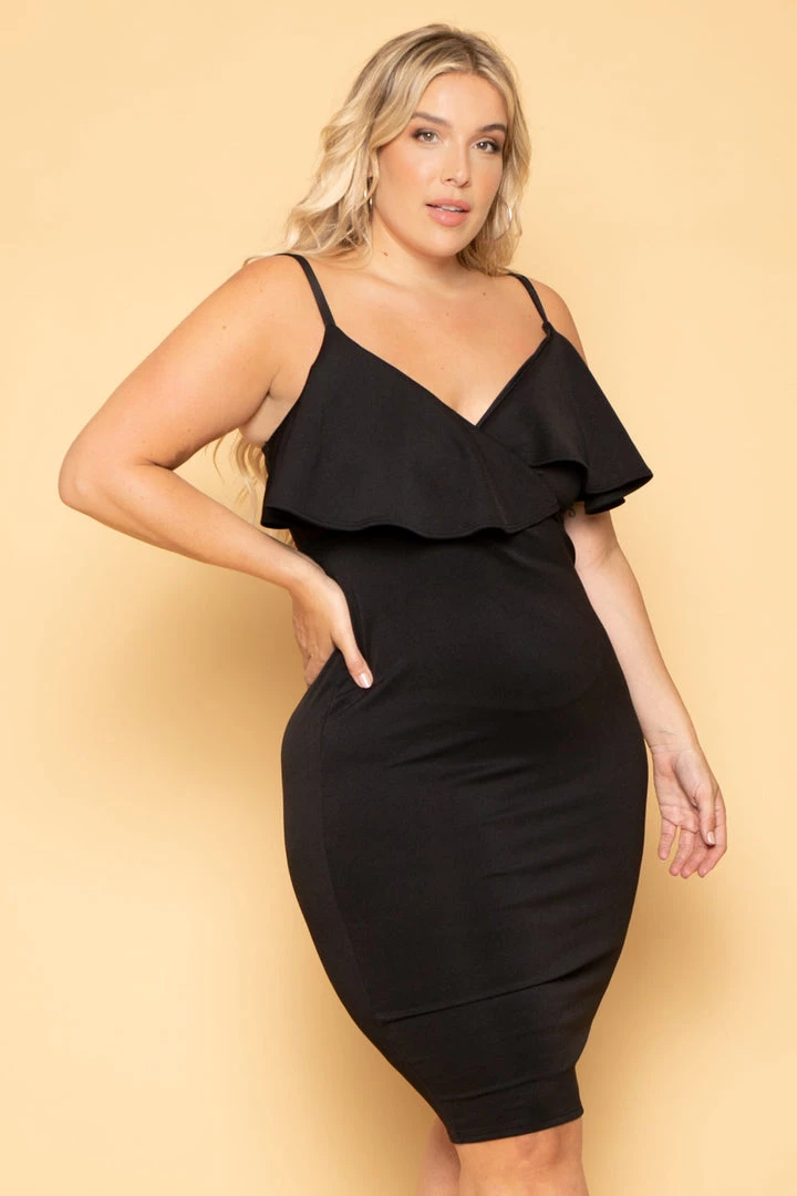 Curvy Sense New Arrivals Plus Size Eden Ruffle Dress - Black 6 Curvy Sense New Arrivals Plus Size Eden Ruffle Dress - Black