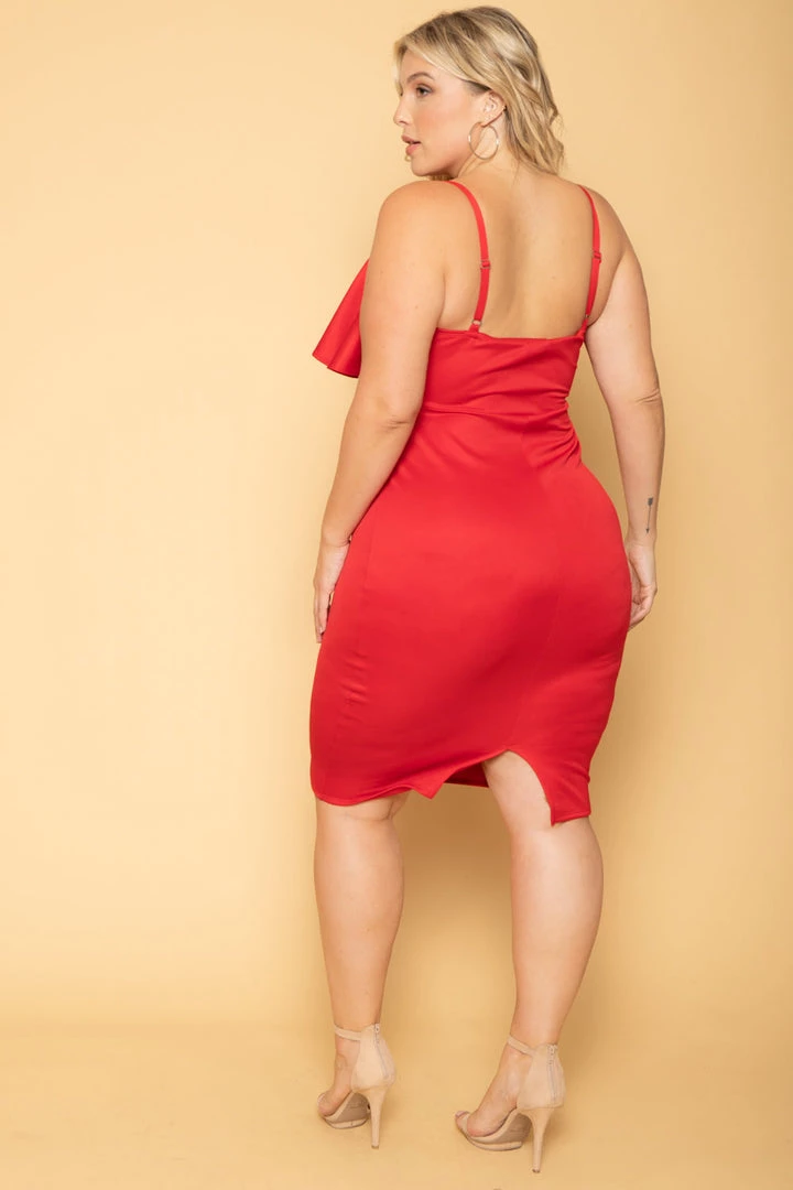 Curvy Sense Plus Size Eden Ruffle Dress - Red 5 Curvy Sense Plus Size Eden Ruffle Dress - Red
