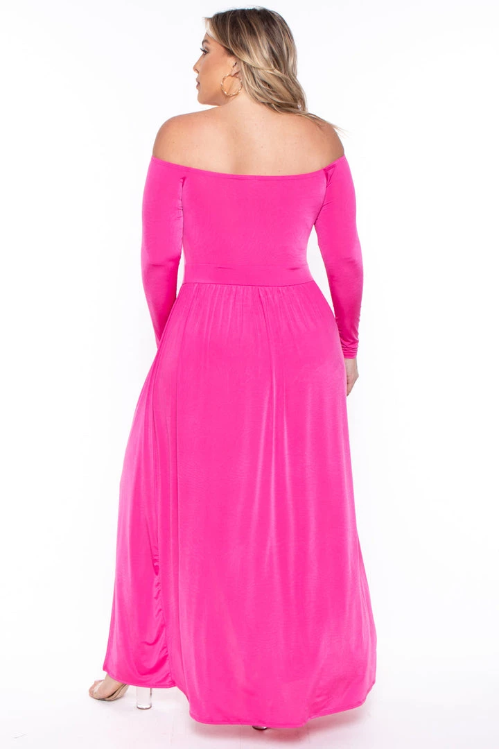 Curvy Sense Plus Size Eliana M- Slit Dress- Pink 5 Curvy Sense Plus Size Eliana M- Slit Dress- Pink