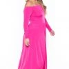 Curvy Sense Plus Size Eliana M- Slit Dress- Pink