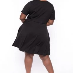 Curvy Sense New Arrivals Plus Size Ellie Flare Dress - Black