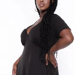 Curvy Sense New Arrivals Plus Size Ellie Flare Dress - Black