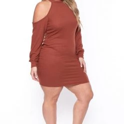 Curvy Sense Plus Size Emerie Dress - Rust