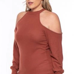 Curvy Sense Plus Size Emerie Dress - Rust