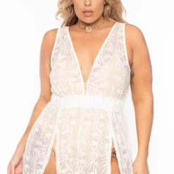 Curvy Sense Bridal Options Plus Size Emryn Slit Maxi Dress - White