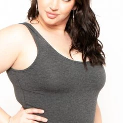 Curvy Sense Plus Size Essential Tank Bodycon Dress- Charcoal