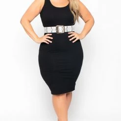 Curvy Sense Most Loved Plus Size Essential Tank Midi Dress - Black