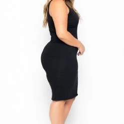 Curvy Sense Most Loved Plus Size Essential Tank Midi Dress - Black
