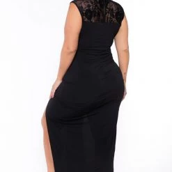 Curvy Sense New Arrivals Plus Size Etta Lace Maxi Dress - Black
